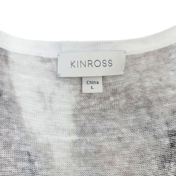 NEW Kinross Cashmere 100% Linen Waterfall Print Tank Dress Grey Combo Size Large - Picture 6 of 8